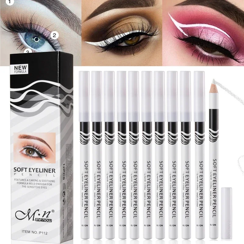Waterproof Liquid Eyeliner Pen - 12 pezzi trucco eyeliner bianco liscio