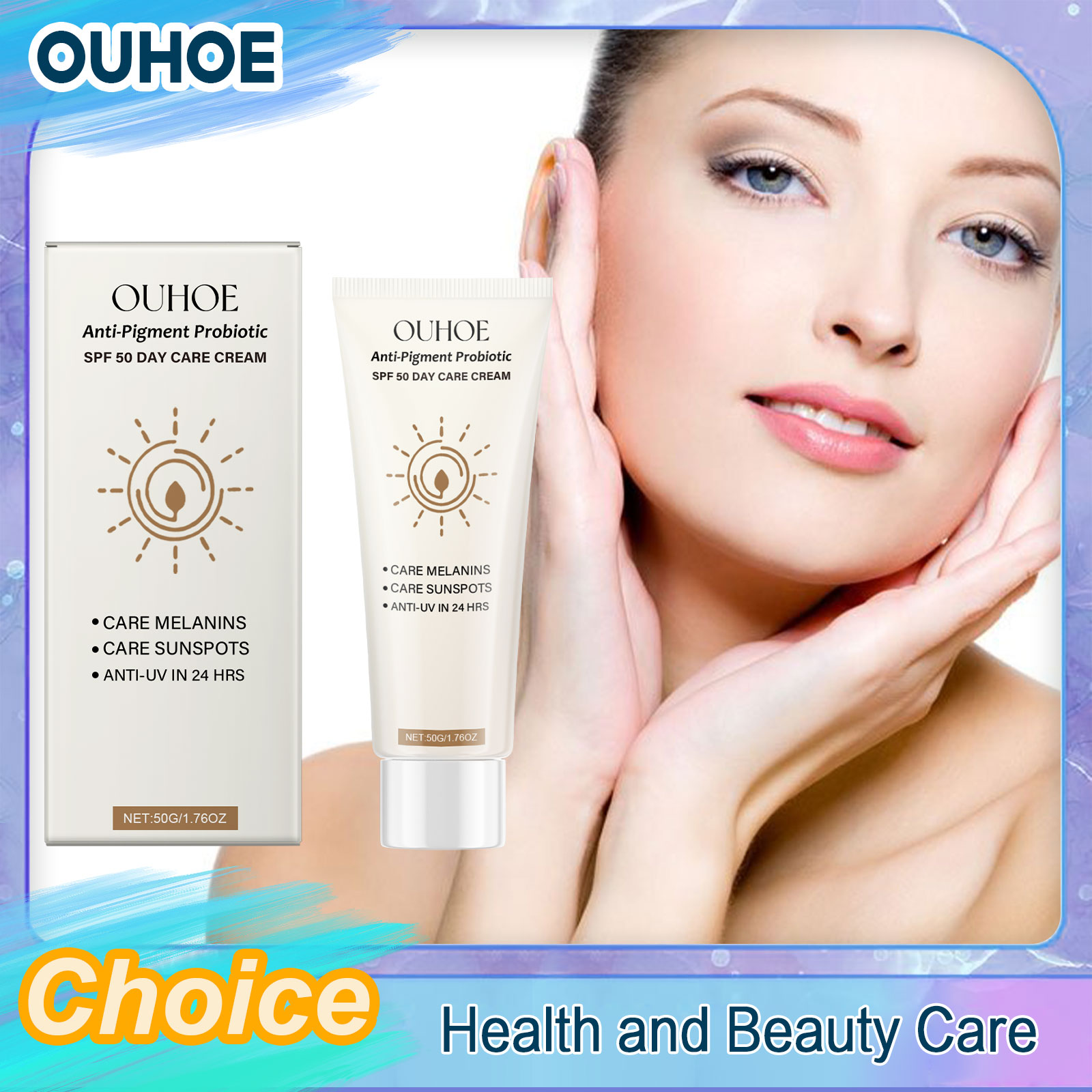 Spf 50 Waterproof Sunscreen - Crema Solare SPF50 Protettiva UV, Riduce