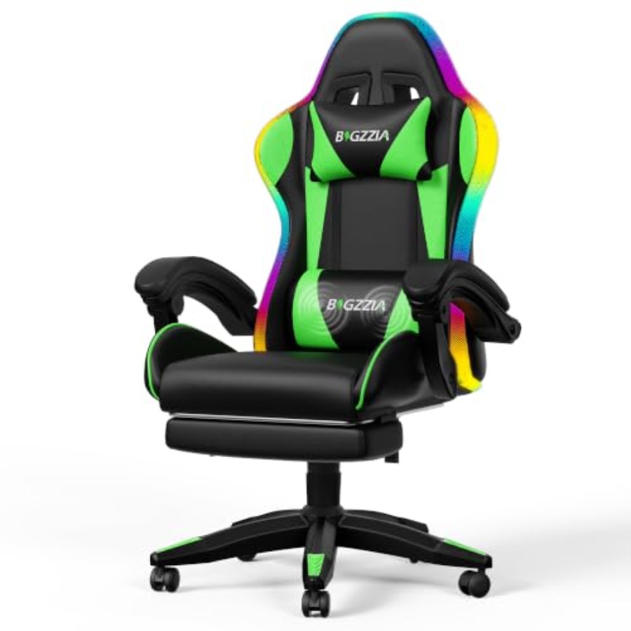 Massage - Sedia da gaming RGB con poggiapiedi