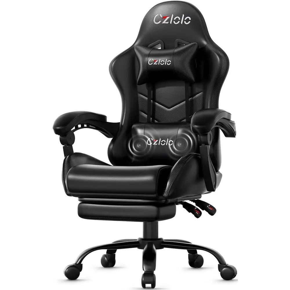 Massage - Sedia da Gaming Ergonomica con Poggiapiedi,