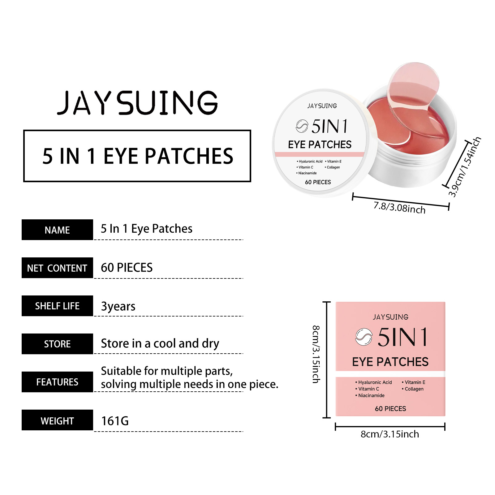 JAYSUING Set di 60 Patch Occhi - Collagen Under Eye Patches recensione e prezzo